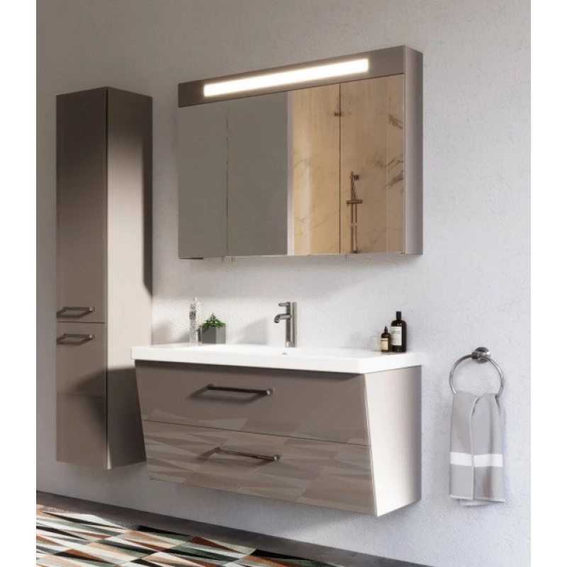 Зеркальный шкаф 125x75 см серый цемент глянец Verona Susan SU609G29