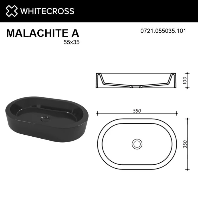 Раковина 55x35 см Whitecross Malachite A 0721.055035.10100