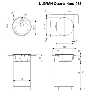 Изображение товара кухонная мойка ulgran лен nora 485-02