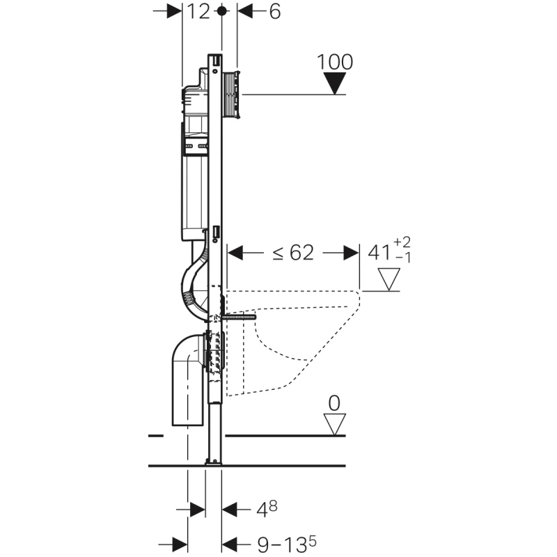Монтажный элемент для подвесного унитаза, H112, Sigma 12 см, 4/2 литра Geberit Duofix 111.354.00.5