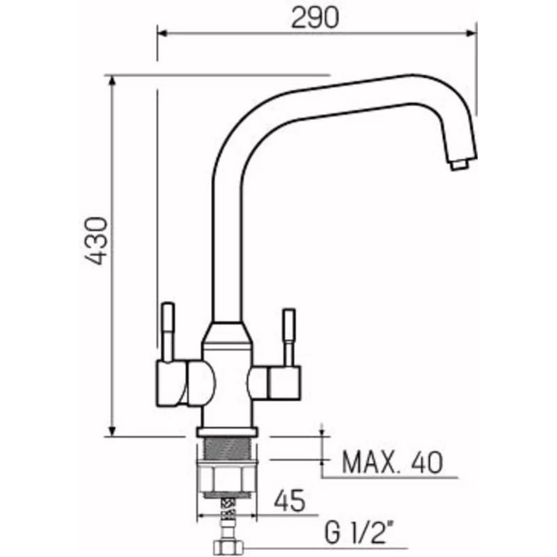 Смеситель для кухни с подключением к фильтру РМС SUS124-017F-015