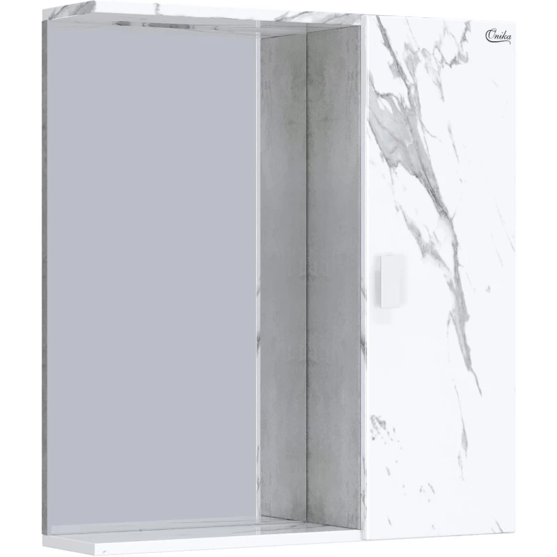 Зеркальный шкаф 65x71 см мрамор/камень бетонный L/R Onika Марбл 206545