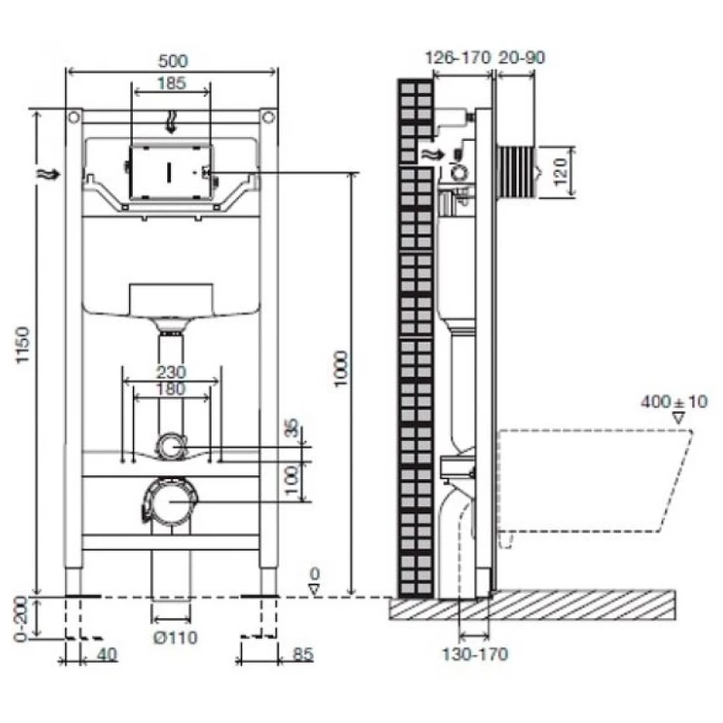 Комплект подвесной унитаз MEER MR-2103 + система инсталляции Jacob Delafon E5504-NF + E4326-00