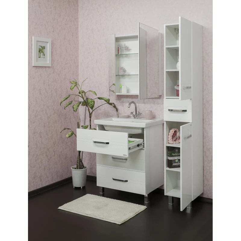 Комплект мебели белый глянец 70,5 см Sanflor Анкона C0000002170 + 4620008197746 + C0000002057