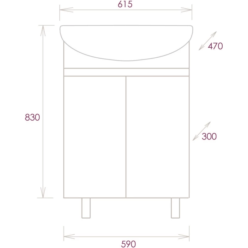 Комплект мебели белый глянец 61,5 см Onika Милтон 106146 + 4620008192772 + 205843