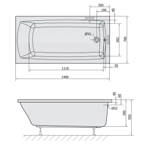 Изображение товара акриловая ванна 140x70 см alpen lily 72201