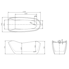 Изображение товара акриловая ванна 172,5x79,5 см lagard teona black agate lgd-tna-ba