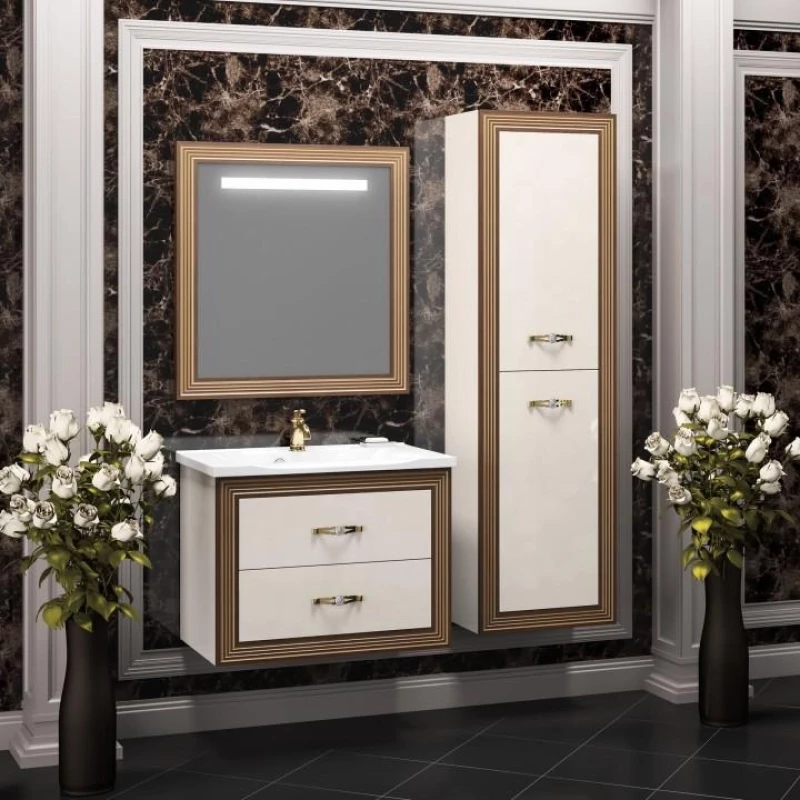 Комплект мебели белый золотая патина 80 см Opadiris Карат KARAT80KOMG