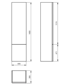 Изображение товара подвесная колонна левосторонняя белый глянец ideal standard softmood t7836wg