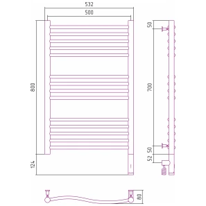 Изображение товара полотенцесушитель электрический 800x500 мэм правый сунержа флюид 3.0 00-5821-8050