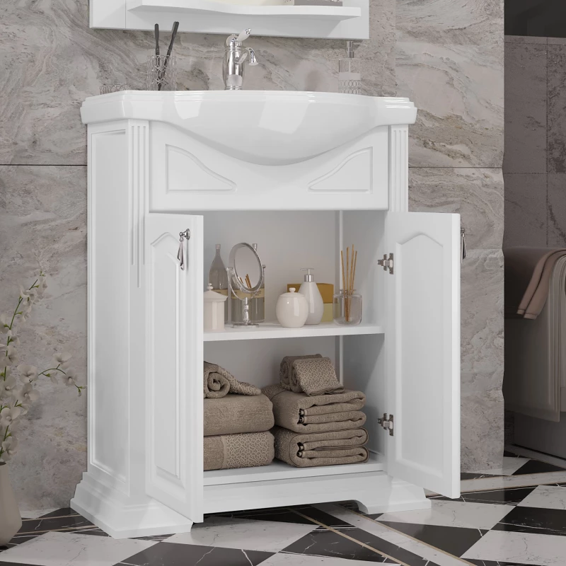 Комплект мебели белый матовый 66 см Opadiris Риспекто
