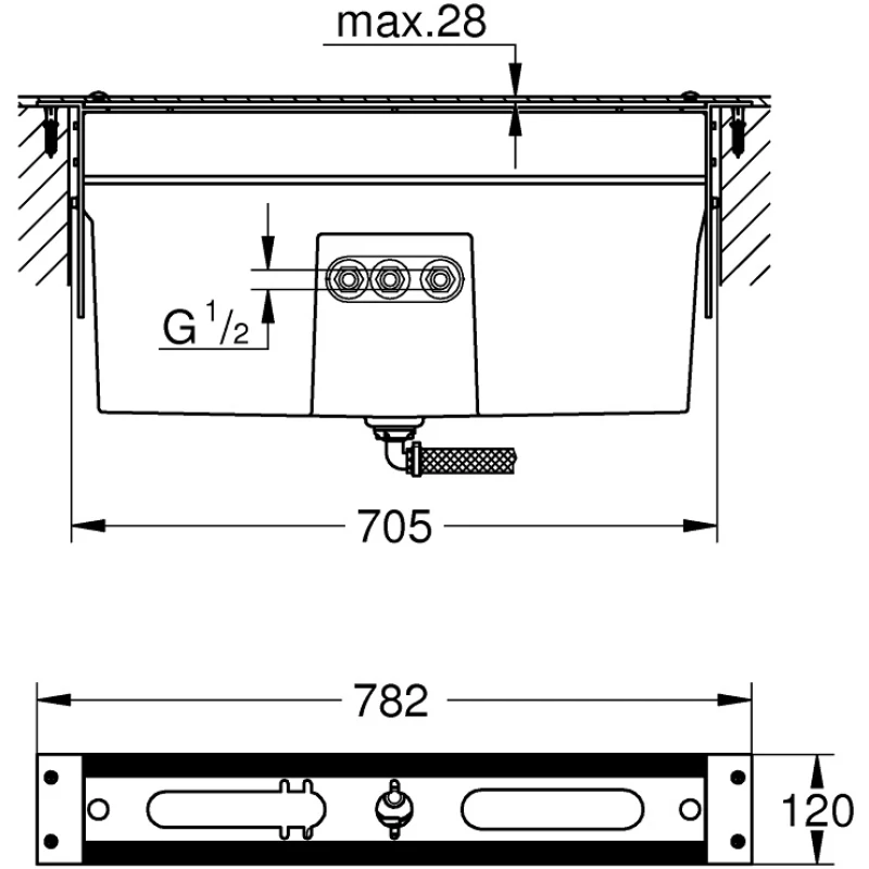 Монтажный ящик смесителя для ванны на 4-5 отверстий, монтаж на бортик Grohe 29037001