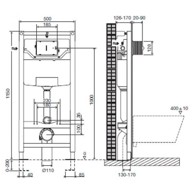 Комплект подвесной унитаз Villeroy & Boch Venticello 4611RSR1 + система инсталляции Jacob Delafon E5504-NF + E4326-CP