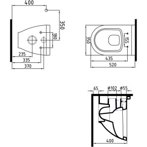 Изображение товара подвесной безободковый унитаз с функцией биде с сиденьем микролифт bien harmony hrka052n2vp1w5000