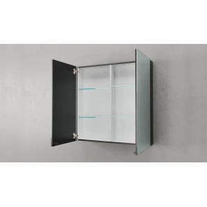 Изображение товара зеркальный шкаф 80,3x80 см черный матовый velvex klaufs zskla.80-217