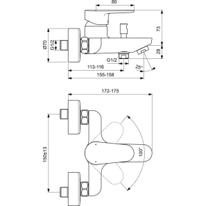 Изображение товара комплект смесителей ideal standard cerafine o bc500xg + bc703xg