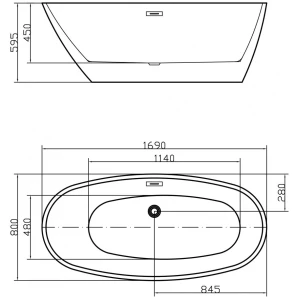 Изображение товара акриловая ванна 169x80 см swedbe vita 8836