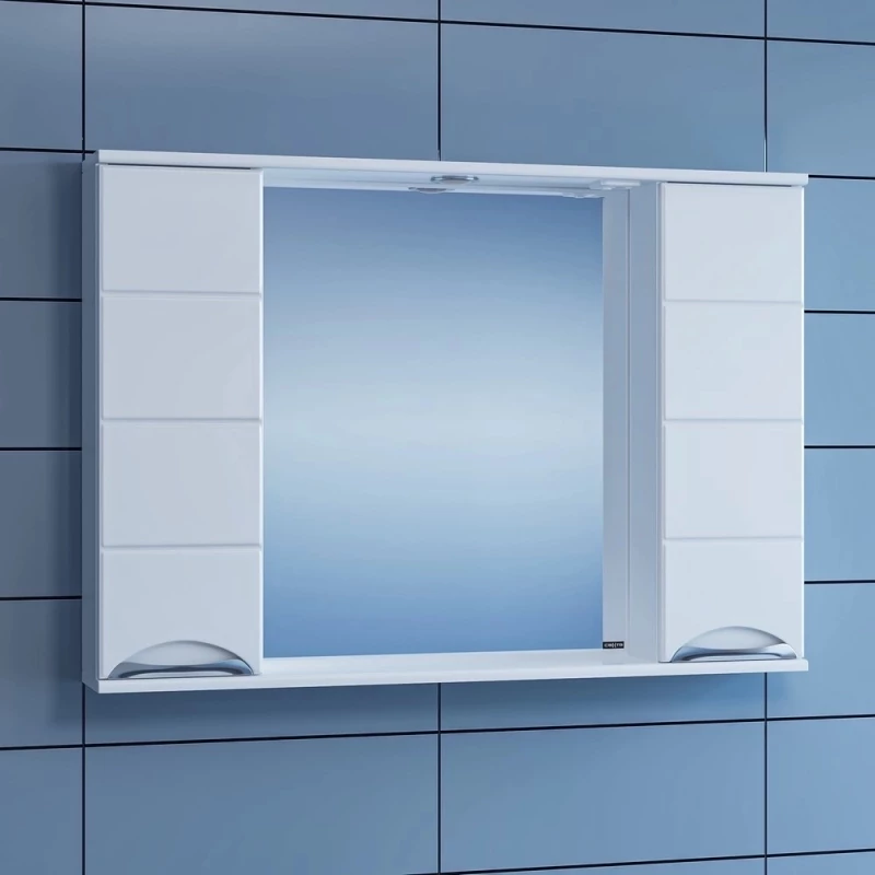 Зеркальный шкаф 100x72 см белый глянец Санта Родос 106018