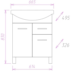 Изображение товара комплект мебели белый глянец 66,5 см onika стелла 106503 + 1wh110174 + 206505