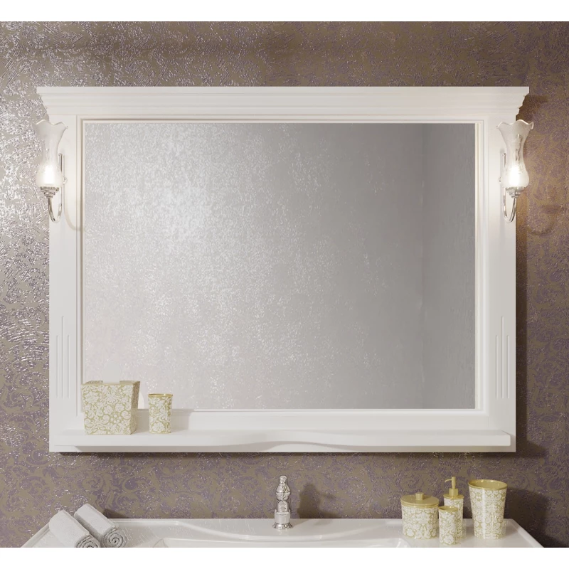 Зеркало 129x101 см белый матовый Opadiris Риспекто