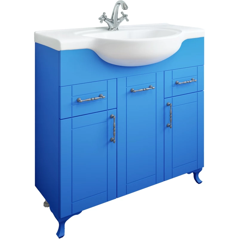 Комплект мебели голубой матовый 87,5 см Sanflor Глория C000005711 + 1.WH11.0.265 + C000005831