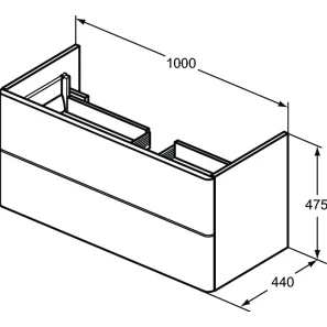 Изображение товара тумба белый глянец 100 см 2 ящика ideal standard softmood t7802wg