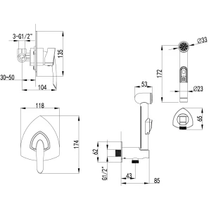 Изображение товара гигиенический душ lemark mars lm3519c со смесителем, хром