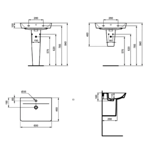 Изображение товара раковина 60 см ideal standard connect air cube e074201