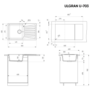 Изображение товара кухонная мойка ulgran терракот u-703-307