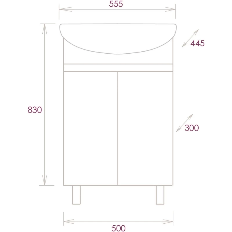 Комплект мебели белый глянец 55,5 см Onika Милтон 105559 + 4620008192765 + 205843