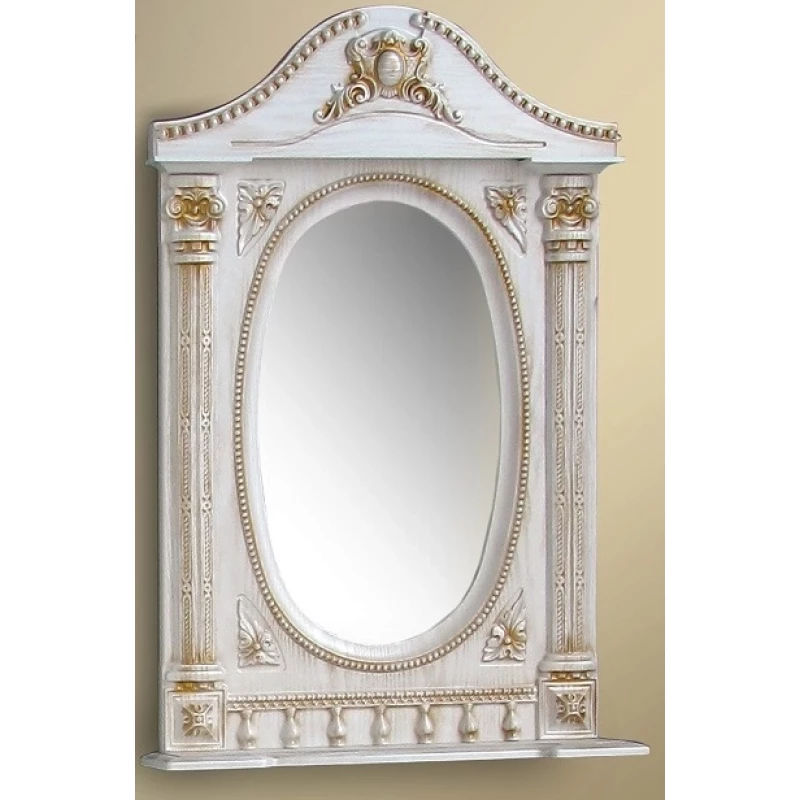 Зеркало 61,5x94,5 см белый жемчуг золотая патина Atoll Наполеон