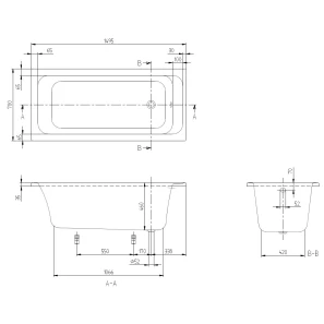 Изображение товара акриловая ванна 149,5x70 см villeroy & boch architectura uba157ara2v-01