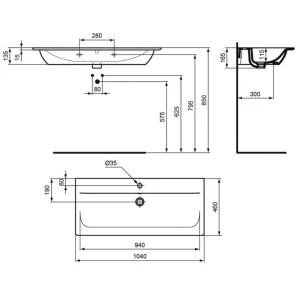 Изображение товара раковина 104 см ideal standard connect air e027401