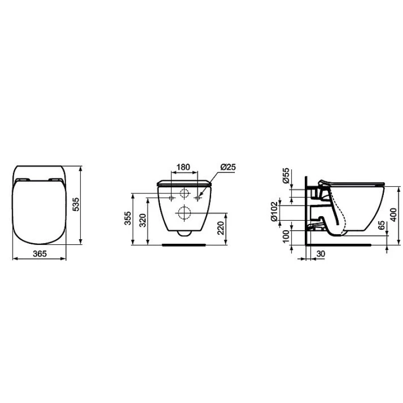 Комплект подвесной унитаз Ideal Standard Tesi Aquablade T007901 + T352701 + система инсталляции Tece 9300302 + 9240407