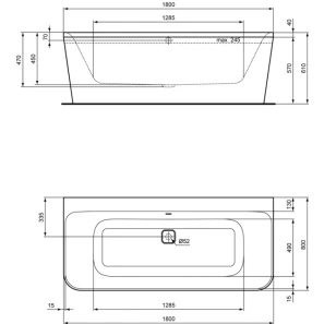 Изображение товара акриловая ванна 180x80 см ideal standard tonic ii e399601