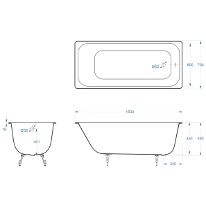 Изображение товара чугунная ванна 150x70 см delice aurora dlr230603