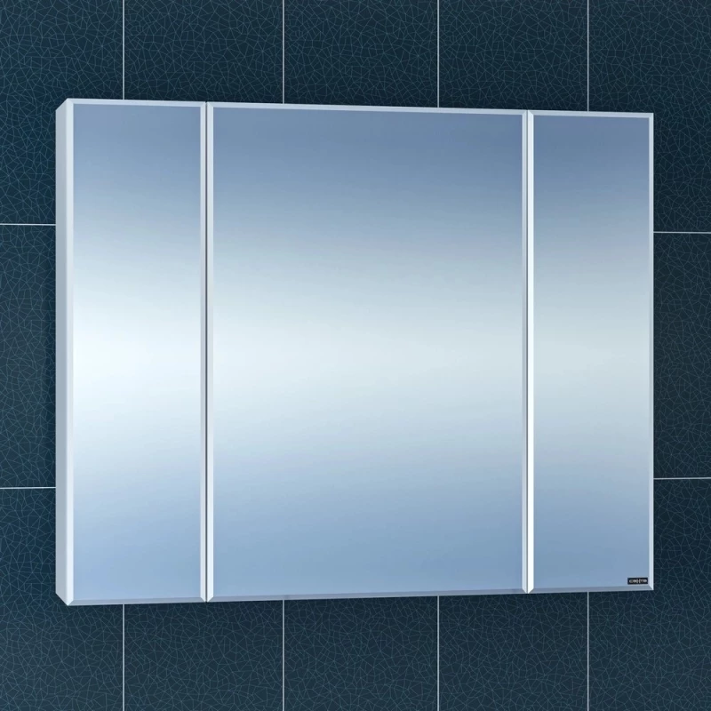 Зеркальный шкаф 87x73,5 см белый глянец Санта Стандарт 113017
