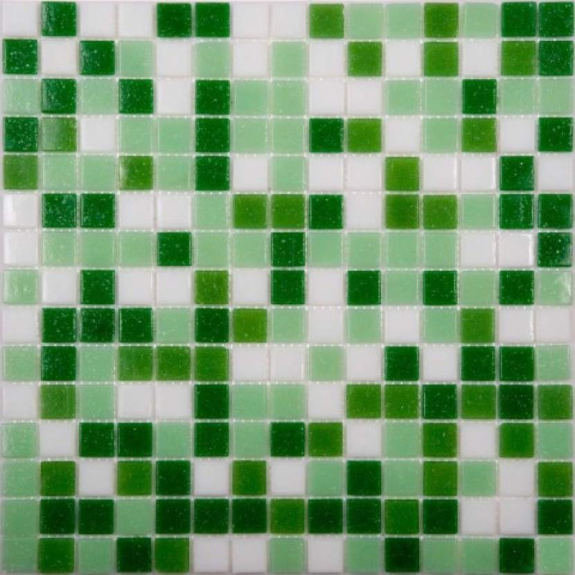 Стеклянная плитка мозаика MIX11 стекло зеленый (бумага)(2,0*2,0*0,4) 32,7*32,7