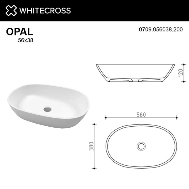 Раковина 56x38 см Whitecross Opal 0709.056038.200