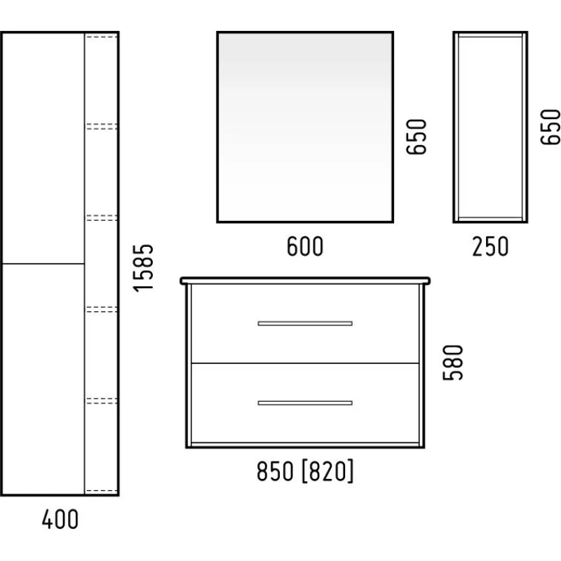Пенал подвесной белый глянец/антик Corozo Гольф SD-00000333