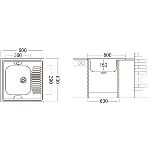 Изображение товара кухонная мойка матовая сталь ukinox стандарт std600.600 ---4c 0r-