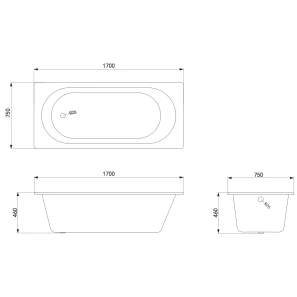 Изображение товара чугунная ванна 170x75 см с ручками timo standard 3v и0000010