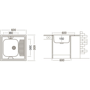 Изображение товара кухонная мойка матовая сталь ukinox стандарт std600.600 ---4c 0l-