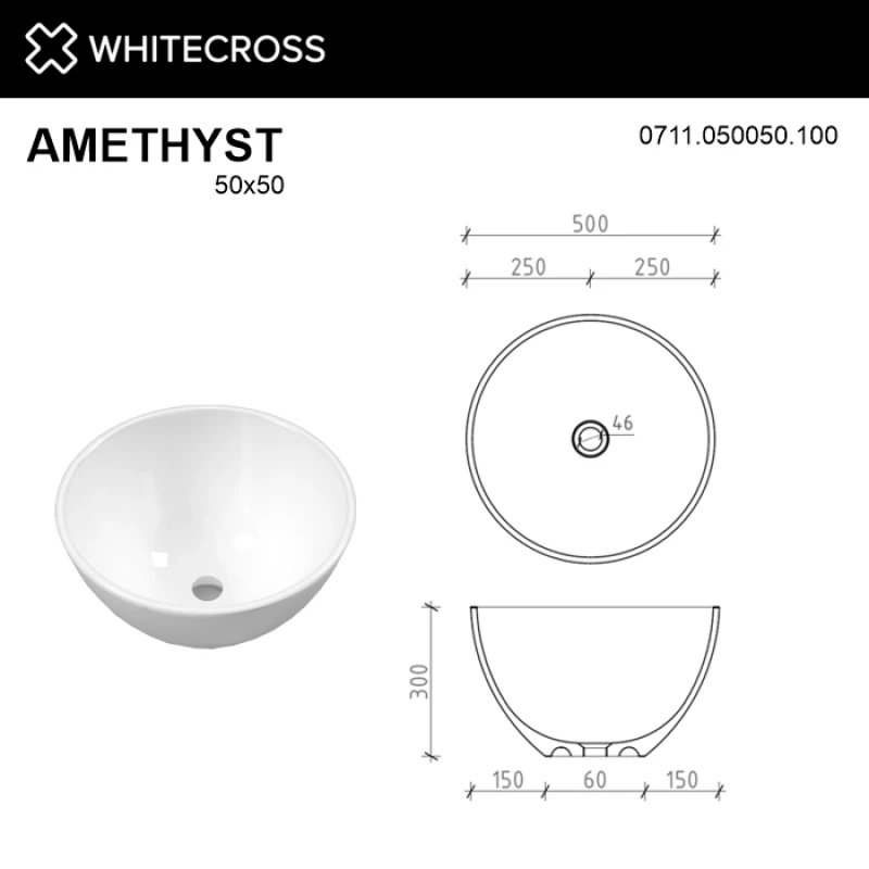 Раковина 50x50 см Whitecross Amethyst 0711.050050.200