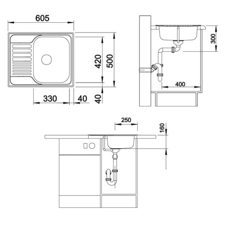 Кухонная мойка Blanco Tipo 45S Mini Декоративная сталь 516525