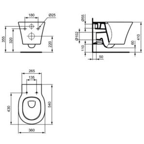 Изображение товара подвесной унитаз ideal standard connect air aquablade e0054v3                                  