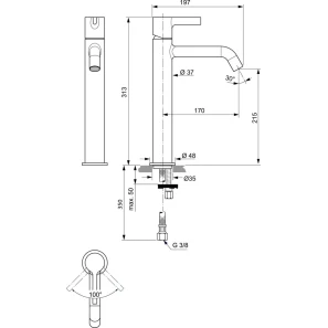 Изображение товара смеситель для раковины без донного клапана ideal standard joy bc782aa
