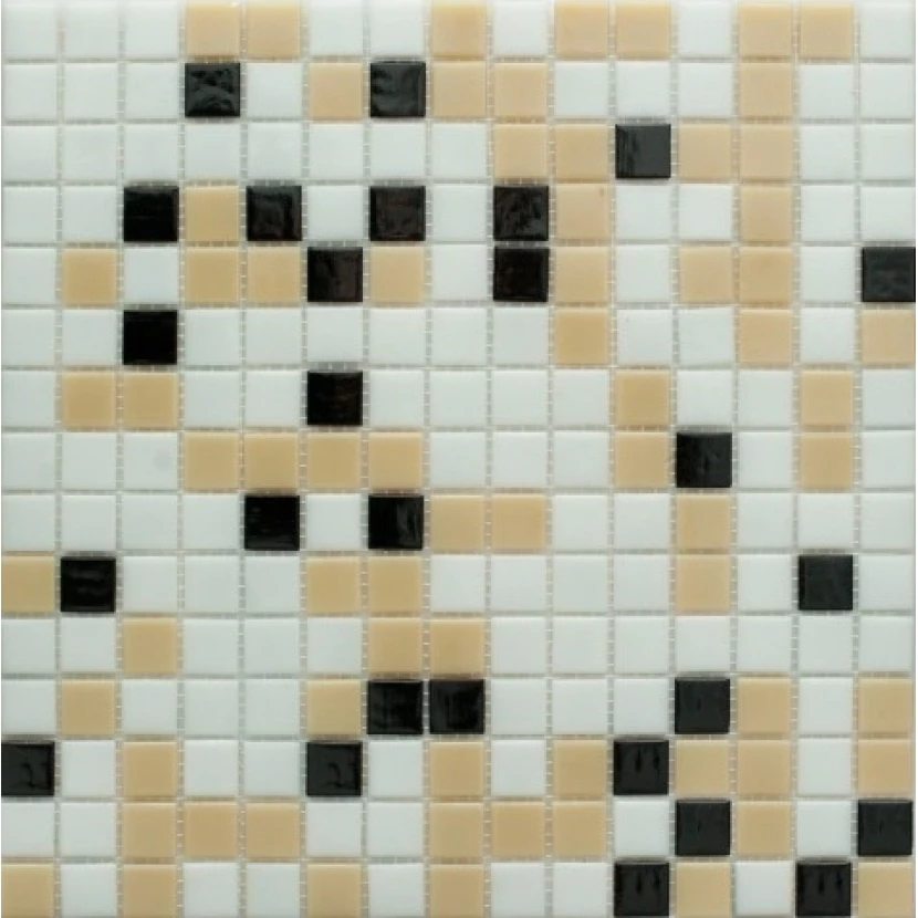 Стеклянная плитка мозаика MIX17 стекло черно-бело-коричн  (бумага)(2,0*2,0*4) 32,7*32,7