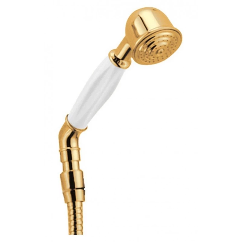 Ручной душ со шлангом 150 см золото, ручка белая Cezares CZR-DEF2-03-Bi