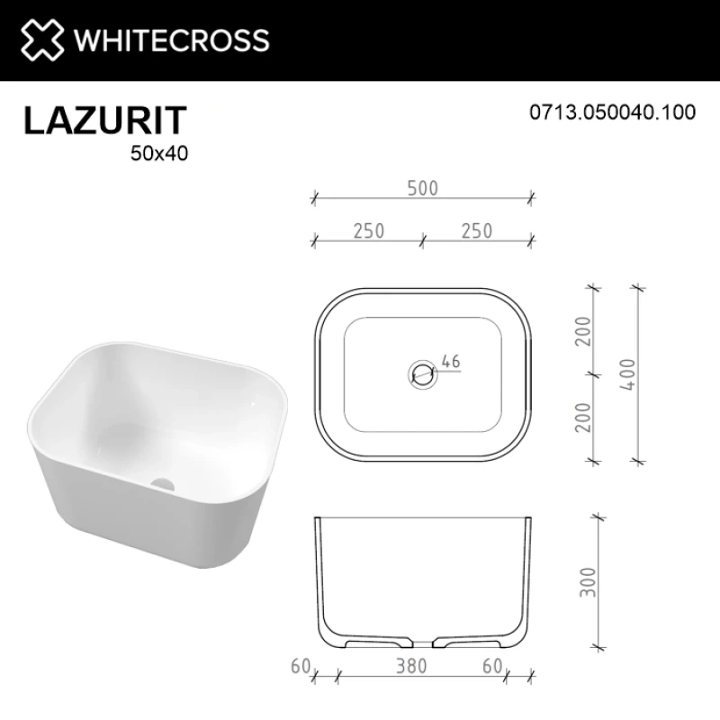 Раковина 50x40 см Whitecross Lazurit 0713.050040.100